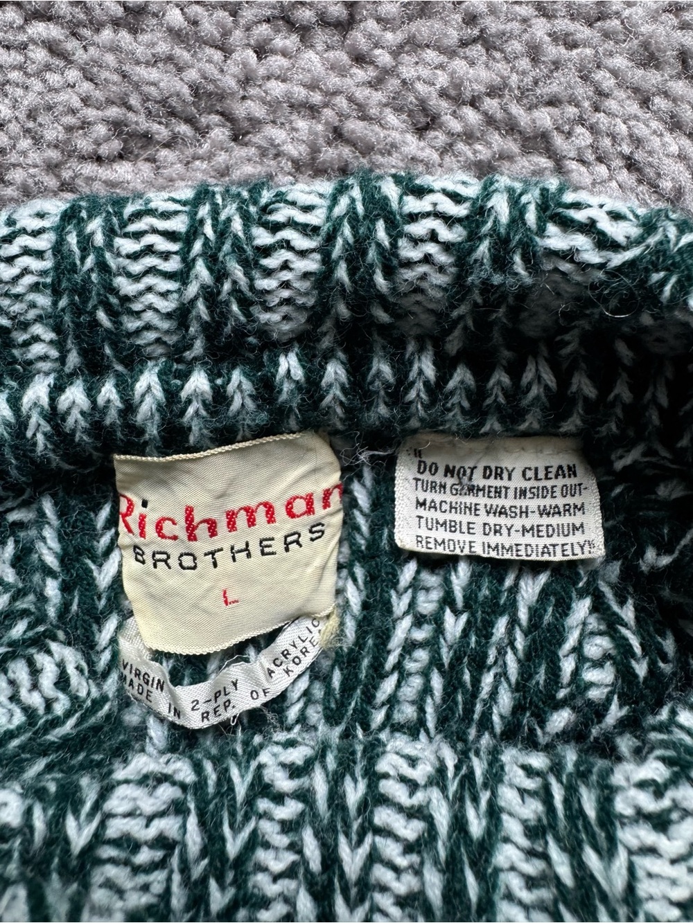 Vintage Richman Brothers Green Marled Turtleneck Sweater - Size L - Picture 2 of 6